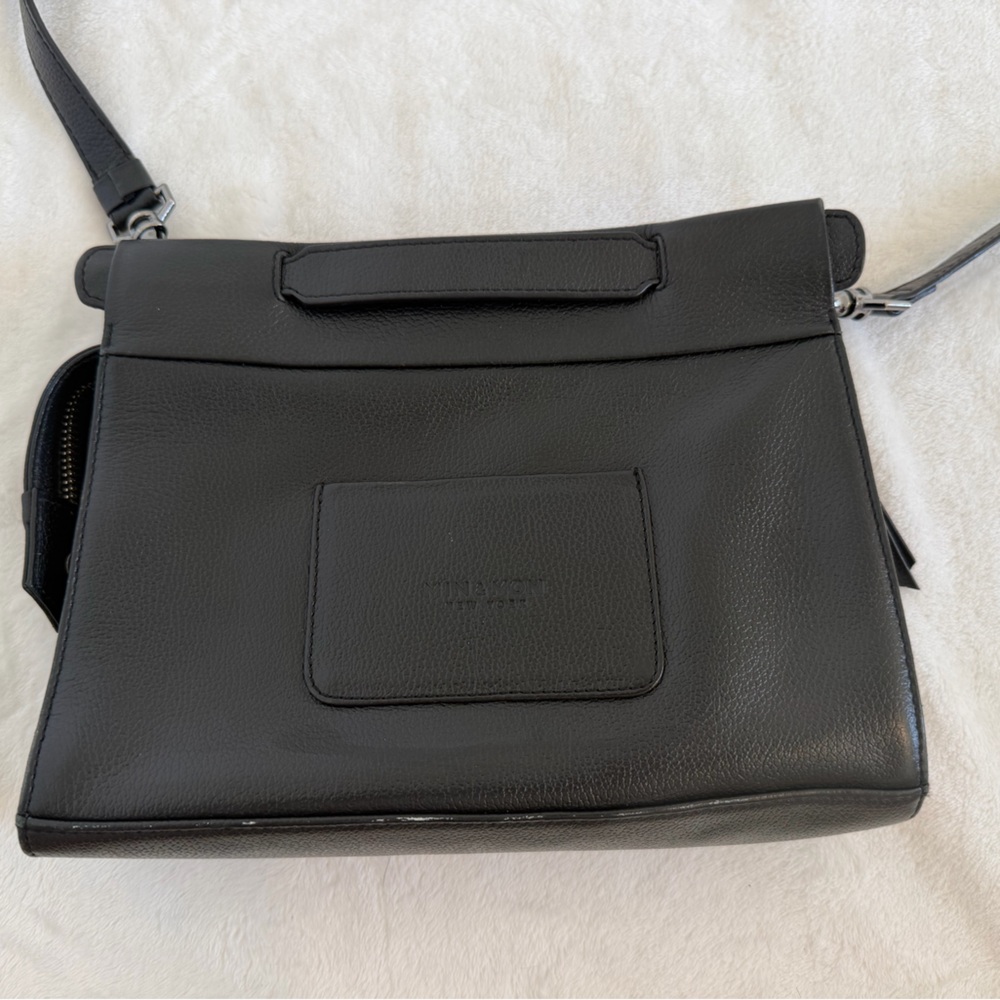 Min & Mon Vali Crossbody Small Black Leather Bag w/ black fur. “All Over Eyes” - Picture 3 of 16